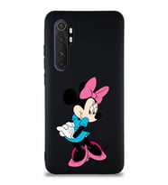 Xiaomi Mi Note 10 Lite Soft Premier Kapak Minnie Mouse-F Tasarımlı Silikon Kılıf - Siyah (Şeffaf)
