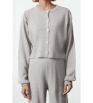 Tarz Kadın Modern Moda Normal Bel Boru Paça Bisiklet Yaka Crop Triko Alt-Üst Takım