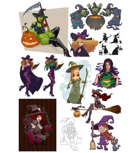 Cadı Sticker Set-2 17 Parça Telefon, Tablet, Defter, Laptop Sticker