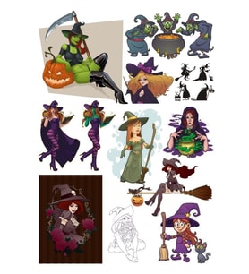 Cadı Sticker Set-2 17 Parça Telefon, Tablet, Defter, Laptop Sticker