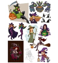 Cadı Sticker Set-2 17 Parça Telefon, Tablet, Defter, Laptop Sticker