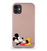 Apple iPhone 11 Soft Premier Kapak Mickey Mouse-F Tasarımlı Silikon Kılıf - Pudra (Şeffaf)