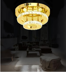Plato 2'li Led Avize Plafonyer Taşlı Avize (Gold)