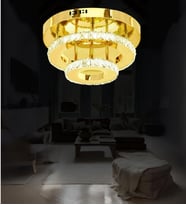 Plato 2'li Led Avize Plafonyer Taşlı Avize (Gold)