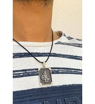 Osmanlı Tuğra İşlemeli Kare Model Gümüş Erkek Kolye