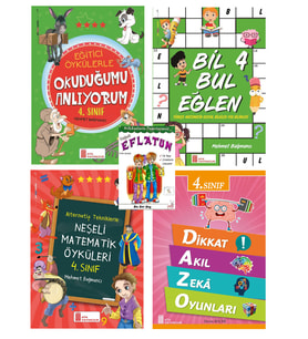 Ata 4.Sınıf Okuduğumu Anlıyorum + Neşeli Matematik Öyküleri + Bil Bul + Dikkat Akıl Zeka Oyunları (Beyaz)