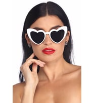 Kalp Çerçeve Güneş Gözlüğü Cat Eye Kalp Gözlük Beyaz-Tek Ebat