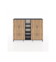 Arges Dolap 14 Raflı 8 Kapaklı 220x30x163 Antrasit-Çam/Antrasit