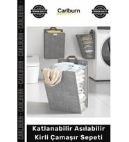 Özel Üretim Gri Kumaş Banyo Duvar Kapı Arkası Düzenleyici Katlanabilir Asılabilir Kirli Çamaşır Sepe