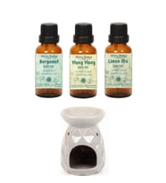 Bergamot Yağı 10ml, Ylang Ylang Yağı 10ml, Limon Otu Yağı 10ml Ve Buhurdanlık
