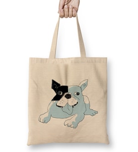 French Bulldog Blue Bez Çanta Uzun Saplı