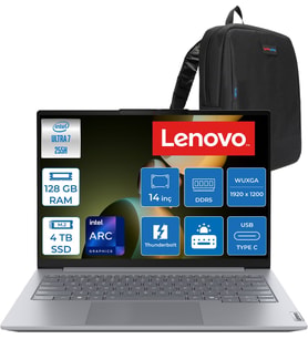 Lenovo Thinkbook 14 Gen8 Ial Intel Core Ultra 7 255H 5.1ghz 128GB Ddr5 4tb SSD Freedos Intel Arc 140T 14 Inç Wuxga (1920 x 1200) IPS 300NITS Taşınabilir Bilgisayar 21SJ007ATXF61 + Zetta Çanta