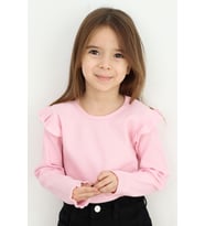 Breeze Kız Çocuk Uzun Kollu Bluz Omuzu Fırfır Detaylı 2-6 Yaş, Pudra