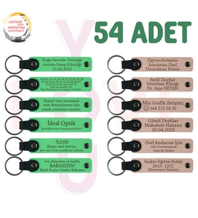 Fıstık Yeşili & Pudra, Kafe Müşterilerine Teşekkür Armağanı, 54’lü Set, İsim ve Mesajlı Anahtarlık