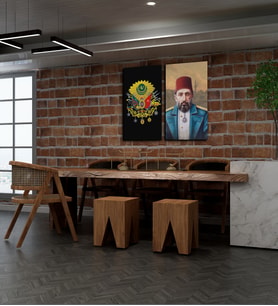 Kişiye Özel Yeni İş ,Ofis Hediyesi Osmanlı  Tasarımlı Kanvas Tablo İkili Set 30x50 cm