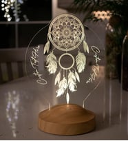 Dreamcatcher Gece Lambası Kişiye Özel Hediye, Düş Kapanı Rüya Kapanı Kişiselleştirilmiş Led Lamba, Chakra Ev ve Oda Dekoru