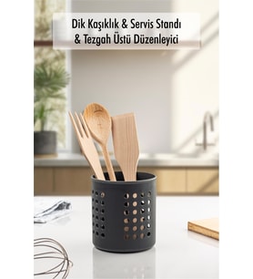 Füme Silindir Dik Kaşıklık &  Tezgah Üstü Düzenleyici & Servis Standı