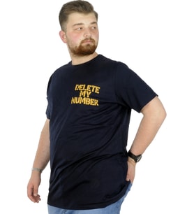 Mode XL Büyük Beden T-Shirt Bisiklet Yaka Delete 22169 Lacivert