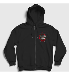 Presmono Unisex Siyah Benzin Rammstein Fermuarlı Kapüşonlu Sweatshirt 105138tt