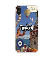 Iphone X ve XS Uyumlu Türkiye Kolaj Tasarımlı Şeffaf Telefon Kılıfı