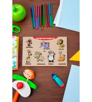 Vahşi Hayvanları Öğreniyorum Puzzle Ahşap Bul Tak Yapboz