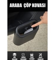 Mini Oto Çöp Kovası Abs Plastik Siyah