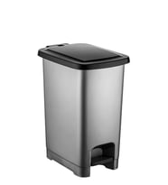 Omnipazar SY-4281 15 lt Slim Pedallı Gri Plastik Çöp Kova Siyah Kapak