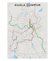 Kuala Lumpur Transit Haritası Tablo Ahşap Poster Dekoratif