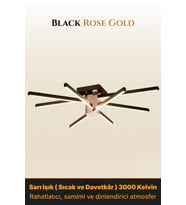 Nova 8 Rose Gold LED Tavan Avize – Kumandalı Dim Edilebilir – Aşağı Işık