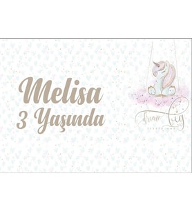 Küçük Unicorn Temalı Doğum Günü Afişi 35X50 cm
