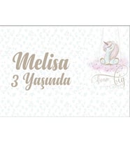 Küçük Unicorn Temalı Doğum Günü Afişi 35X50 cm