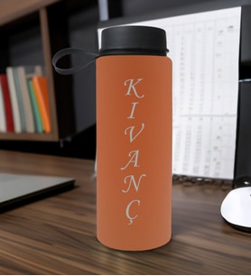 BK Gift Kişiye Özel İsimli Somon Renkli Cam Matara 500ml, Sevgiliye, Arkadaşa Hediye, İsimli Cam Matara, Ofis Hediyesi