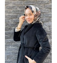 Beyaz Kahve İpekevi İpek Eşarp 1255