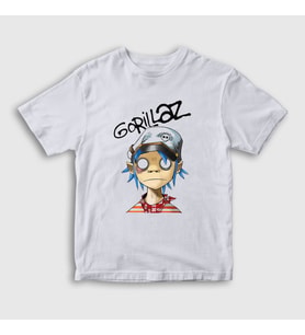 Presmono Unisex Çocuk Beyaz 2D Gorillaz T-Shirt 54022tt
