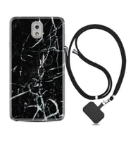 Samsung Note 3 4 5 8 9 20 Ultra 10 Lite Kılıf Boyun Askılı Silikon Black Marble 3 1382