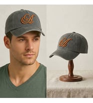 BK Gift Kişiye Özel Harf Nakışlı Vintage Siyah Beyzbol Şapkası Unisex Eskitme Kumaş Metal Tokalı