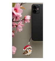 Miyuki Boncuk El Yapımı Kırmızı Şapkalı Kuş Telefon Çarmı - Charm (Çok Renkli)
