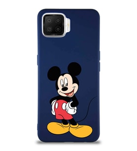Oppo A73 Soft Premier Kapak Mickey Mouse-E Tasarımlı Silikon Kılıf - Lacivert (Şeffaf)