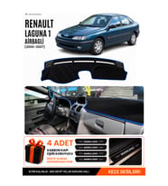 RENAULT LAGUNA 1 AIRBAGLİ (2000-2007) Uyumlu Torpido Örtüsü Torpido Kılıfı - Siyah Mavi