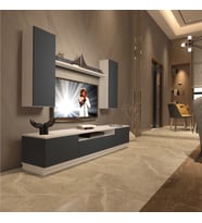 Decoraktiv Trendstyle 5DS Mdf Tv Ünitesi Tv Sehpası - Beyaz Antrasit (Beyaz - Antrasit)