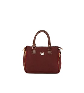 BAGMORİ Dik Çift Fermuarlı Nubuk Çanta (Bordo)