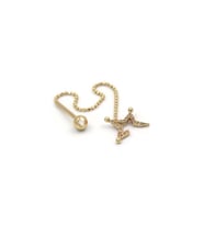 Yarım Yıldız Taşlı Tragus Altın Küpe