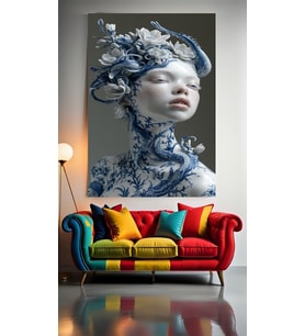 MODERN MEDUSA HEYKEL V11 Ev Duvar Salon Güzellik Salonu Ofis Dükkan Dekarasyon Kanvas Tablo (Çok Renkli)
