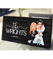 BK Gift Kişiye Özel Sevgililer Karikatürlü Kabartma Figürlü Ahşap Tablo, Duvar Dekoru, Arkadaşa Hediye, Özel Tasarım Ev Hediyesi-16 (Siyah)