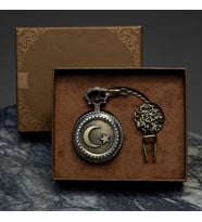 Kişiye Özel Retro Vintage Türk Bayraklı  Köstekli Cep Saati