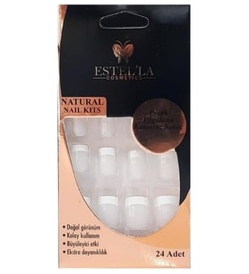 Estella 24 lü Takma Tırnak Bayaza Beyaz French + Yapıştırıcı AC 111