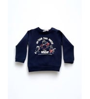 Erkek Bebek Winter Yazılı Pamuklu Sweatshirt (Lacivert)