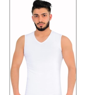  LİKRALI SIFIR KOL V YAKA 2'li (Beyaz)