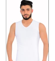  LİKRALI SIFIR KOL V YAKA 2'li (Beyaz)