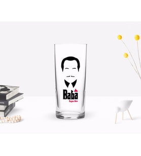 BK Gift Kişiye Özel Renkli Baskılı Godfather Baba Tasarımlı Rakı Bardağı-12 (Beyaz)